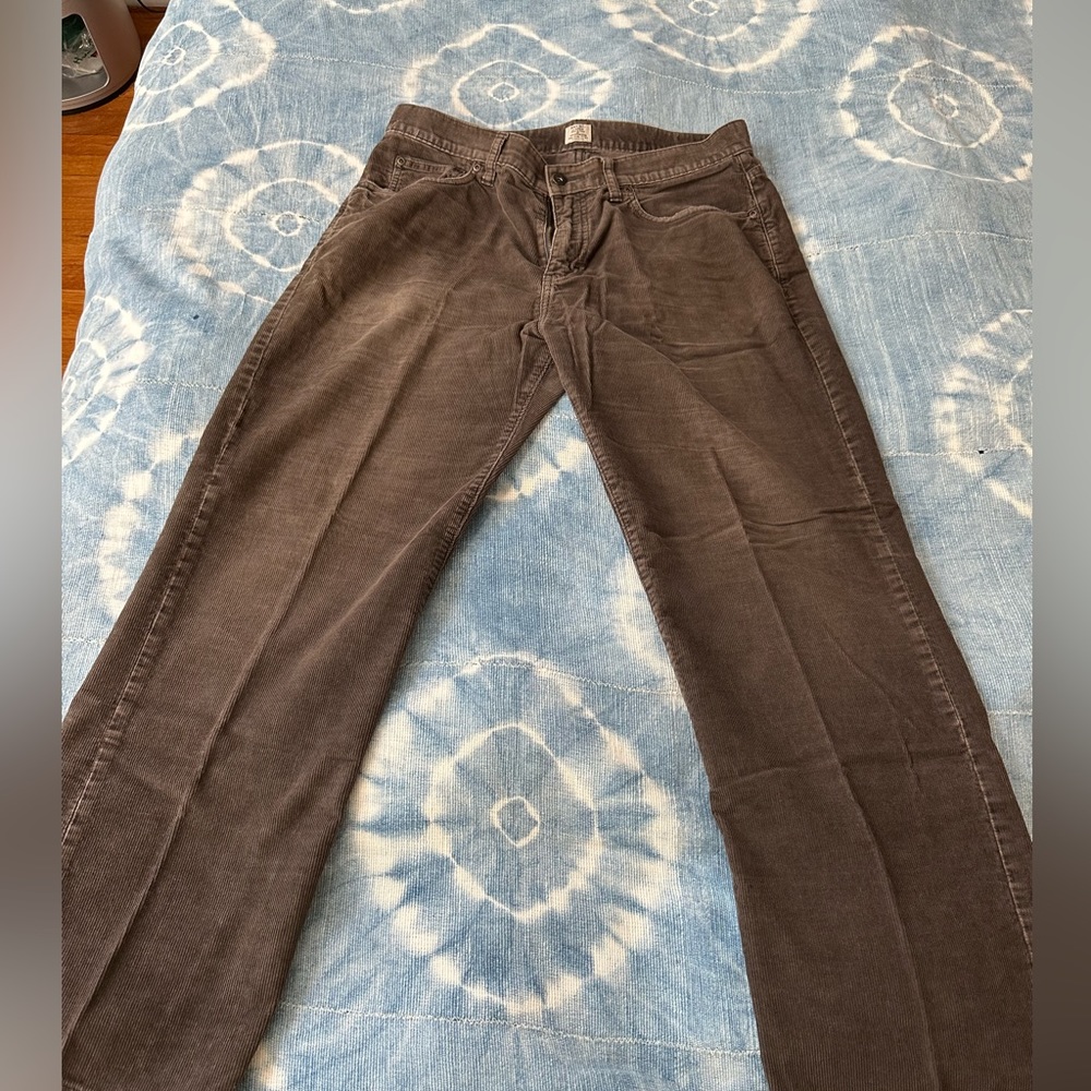 J. Crew men’s brown corduroy straight leg pants size 34 x 30